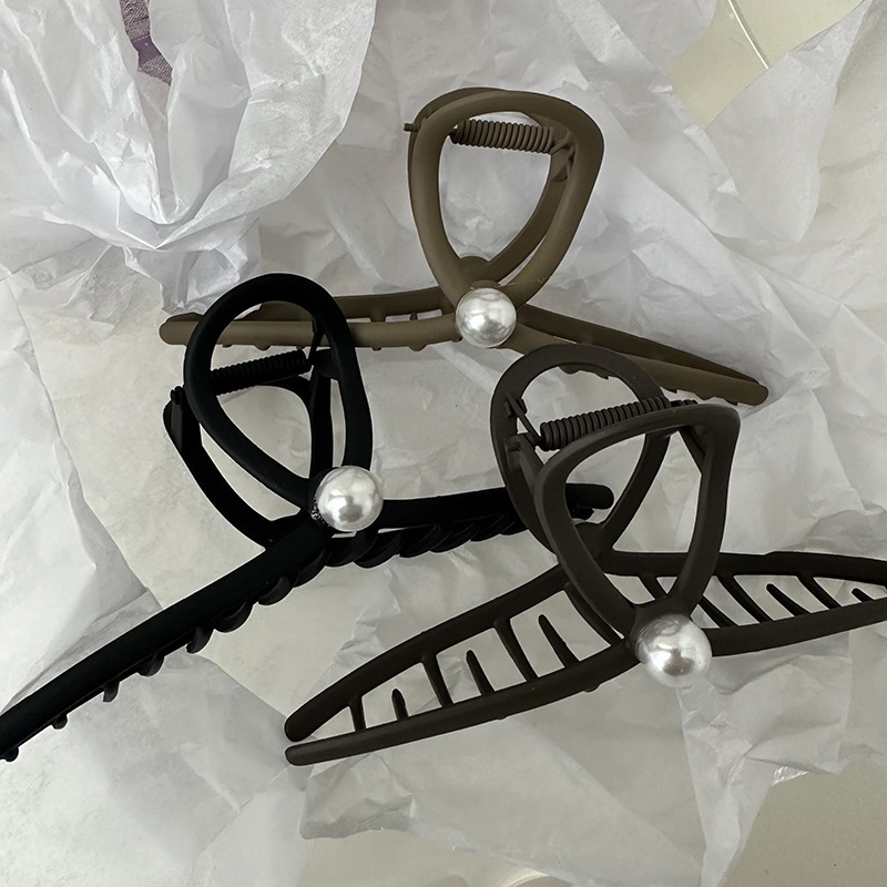 Fermaglio per capelli satinato, forcina oversize, parte posteriore della testa, volume per capelli Advanced Sense, fermaglio per capelli spessi, perla, squalo, donna, inizio primavera_voghion.com