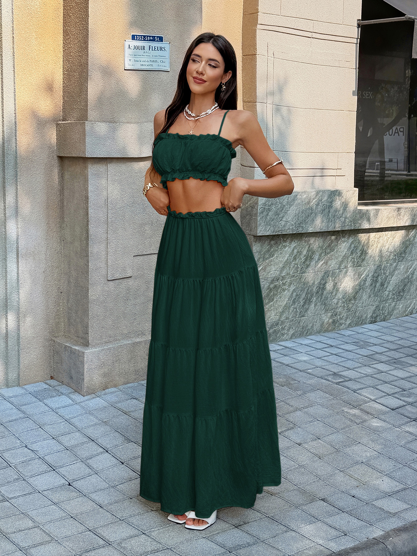 Women's Clothing Elegant European And American Style Strapless Dress Set For Women Spring Summer Vacation Fashion_ecoleips.com