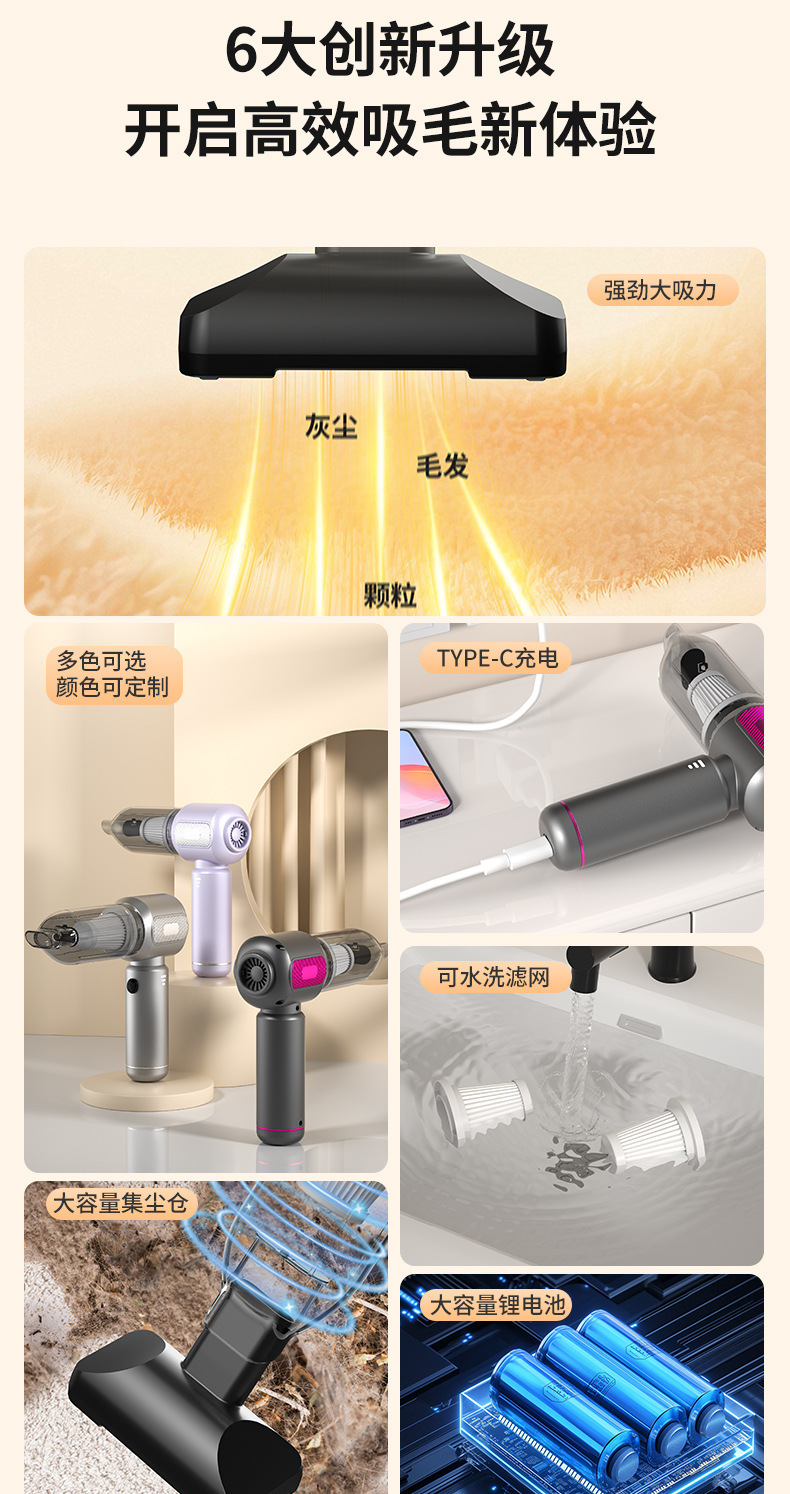 Car vacuum cleaner for cross-border use, new model with high suction power, suitable for both car and home, brushless and cordless