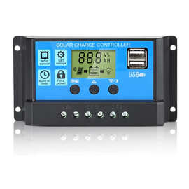 太阳能电池板电池控制器 12v/24v双USB输出 30A光伏 路灯 充电器
