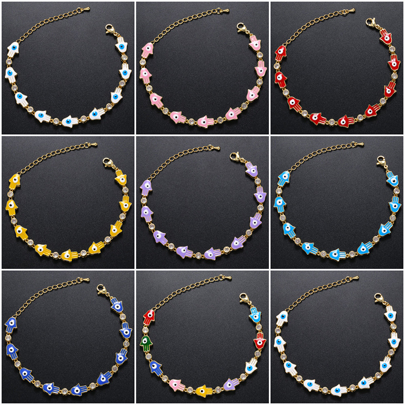 Bracelets De Cuivre De Zircon De Marqueterie De Bracelets De Cuivre De Paume D'oeil Du Diable De Mode display picture 2