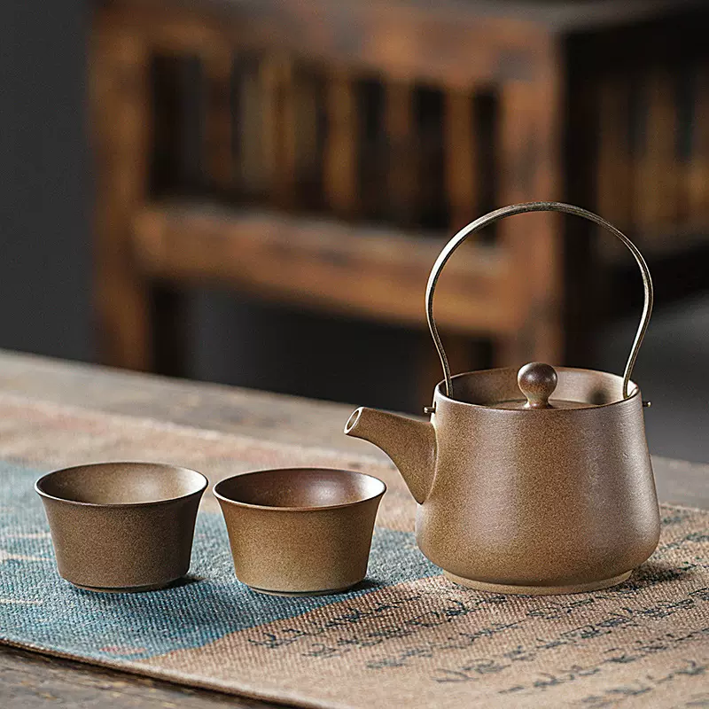 粗陶泡茶壶围炉煮茶陶壶煮茶壶茶器温茶套装可明火炭火复古泡茶壶