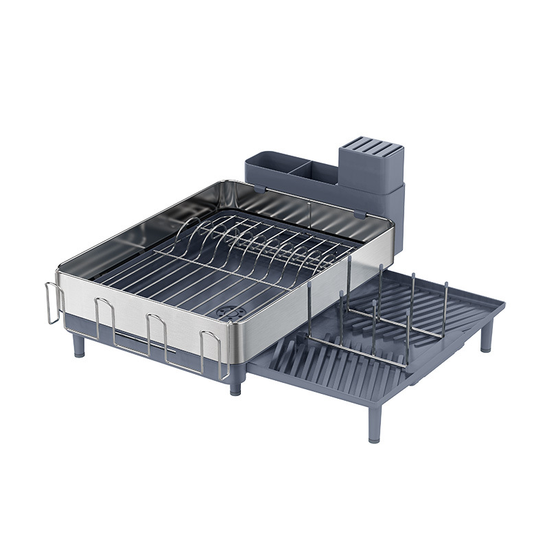 Estante de almacenamiento de cocina multifuncional de doble capa plegable y estirable para el hogar transfronterizo