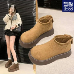 厚底马丁靴女雪地靴2025新款秋冬季加绒女靴子网红勃肯鞋保暖棉鞋