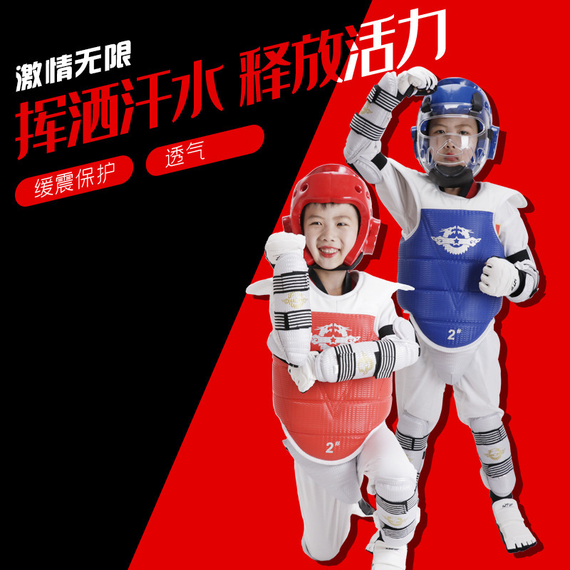 Taekwondo Protective Equipment Set Thickened Protection Competitive Training Protective Equipment Set for Adults and Children Fighting Sanda Protective Equipment