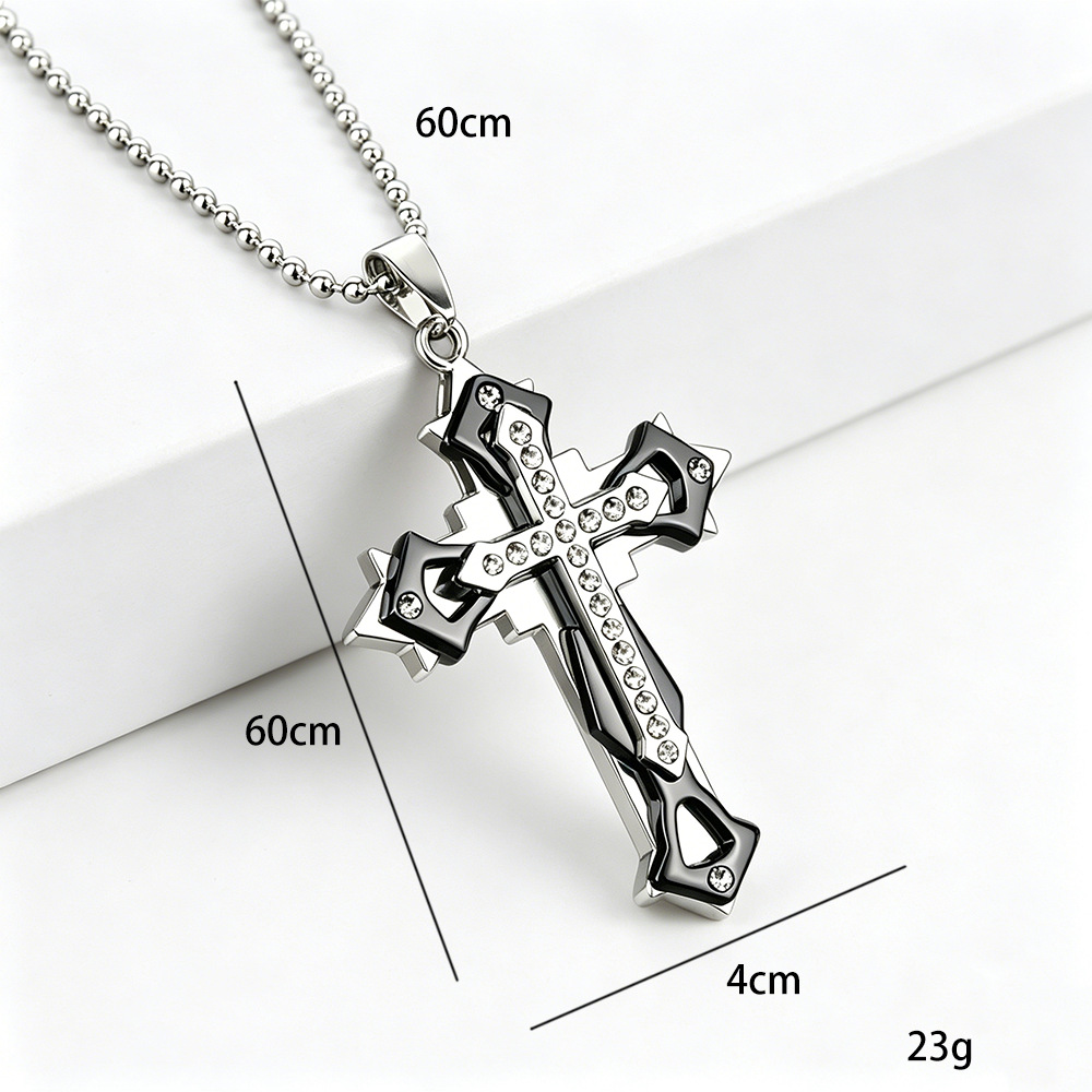 Collar con Cruz de Múltiples Diamantes 2026, Joyería de Moda, Estilo Coreano, Colgante para Hombre, Accesorios Modernos para Hombre, Éxito de Ventas en Taobao, Venta al por Mayor image 5
