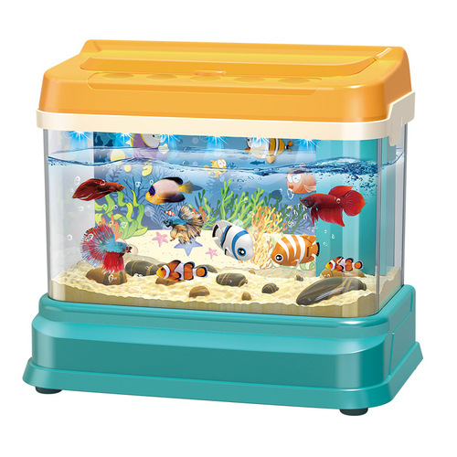 Cross-border electric fish tank simulation aquarium magnetic fishing pond rod educational play house children's fishing toy gift