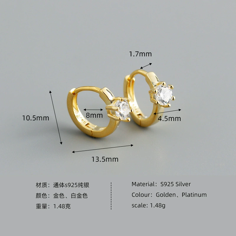 Модные циркониевые серьги, европейский стиль, серебро 925 пробы