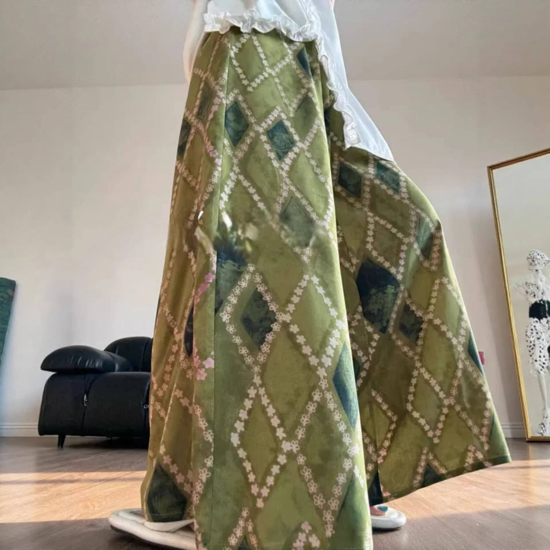 升级双口袋花色更新实拍棉绸裙裤阔腿宽松裤子女夏凉凉甩甩大裤脚