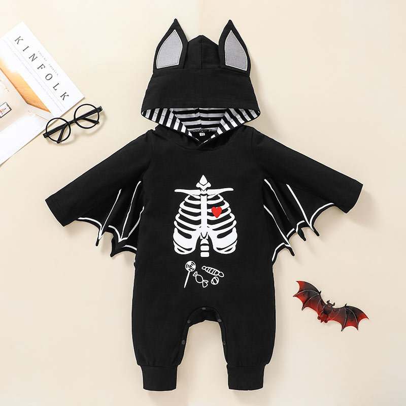 New Children's Clothing Halloween Baby Long Sleeved Romper 2021 Autumn Cartoon Bat Shape Long Sleeve Jumpsuit display picture 2