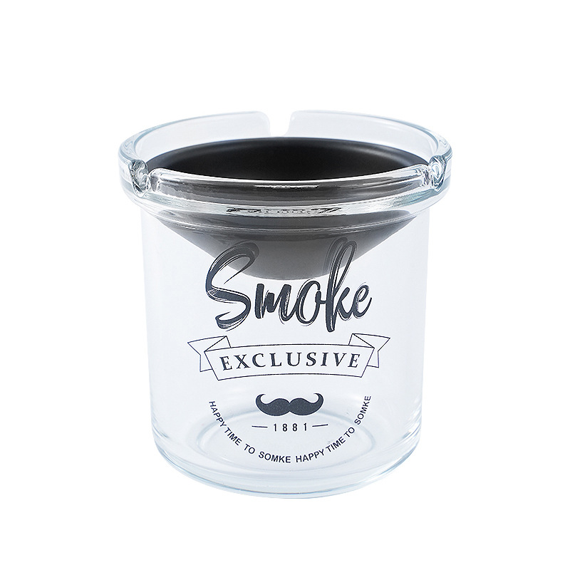 깔때기 재떨이 가정용 스테인레스 스틸 유리 안티 플라이 애쉬 뚜껑 사무실 재떨이 개인화 된 패션 담배 컵