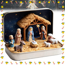 Mini Christmas Nativity Set in Tin Box�����}�Q�}�Q�R�����b