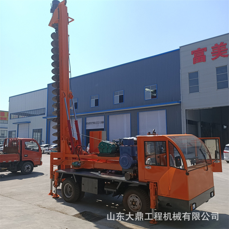 双驾驶室建筑打桩机 农村盖房子打地基 轮式麻花钻机