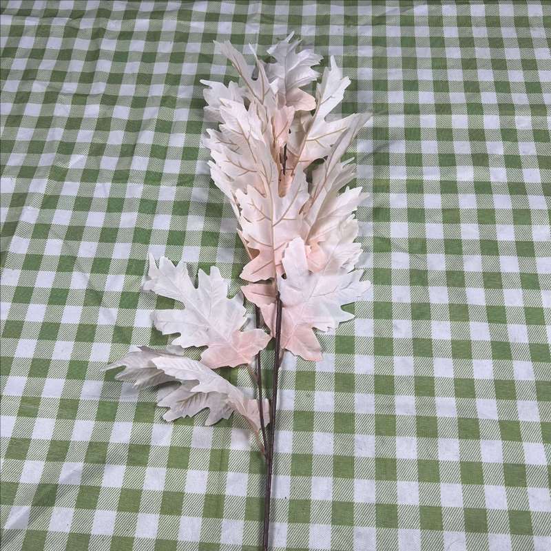模擬オークの葉、単枝鋸歯状の葉、結婚式場のベースフラワー、模擬花、高品質のウェディングドレスアップシルクフラワー|undefined