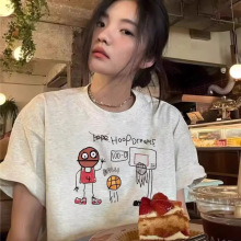 短袖t恤女 纯棉大学生初高中生设计感夏季小众宽松显瘦中长款上衣