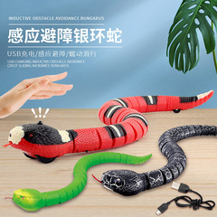 Cross-Border Obstacle Avoiding Silver Ring Snake Children's Creative Remote Control Prank Cockroach Electric Light Smart Sensor Snake Toy