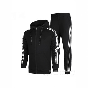 Cross border spring and autumn men's sports leisure suit men's and women's cotton thin long sleeve trousers hooded running sportswear clearance