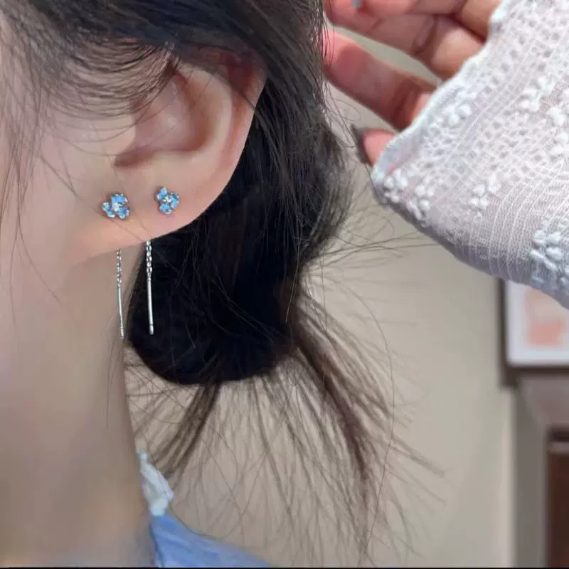 Summer blue universal earrings, light luxury style