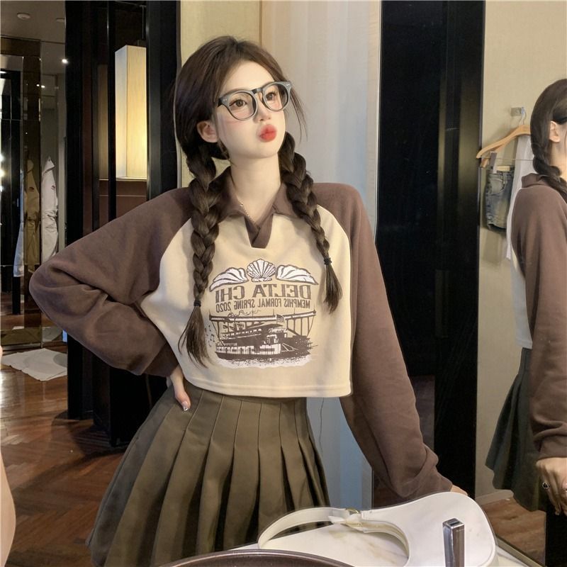 Quality retro short sweatshirt