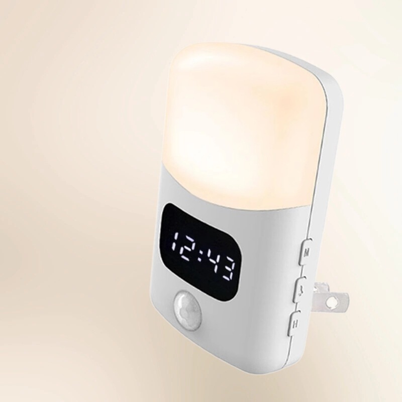 Amazon 3-in-1 Motion Sensor Night Light Clock Led Switch Night Light Energy-Saving Plug-In Lighting Bedside Lamp Amazon 3-in-1 Motion Sensor Night Light Clock Led Switch Night Light Energy-Saving Plug-In Lighting Bedside Lamp