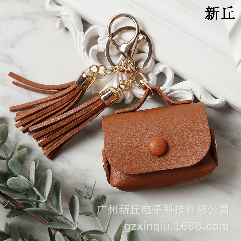 Funda de cuero con borlas de venta directa de fábrica, adecuada para los nuevos auriculares Apple Airpods.