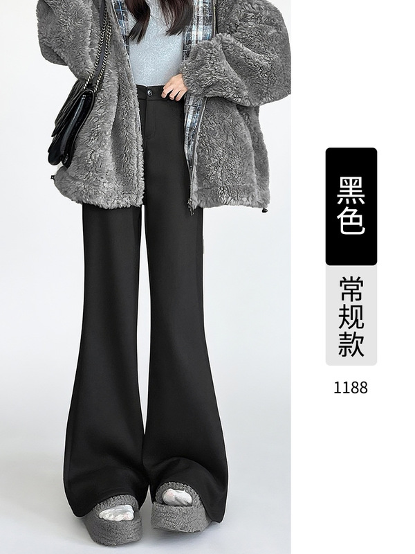 加绒喇叭裤女2025秋冬新款高腰显瘦休闲羊绒裤高个子加长微喇裤女|undefined