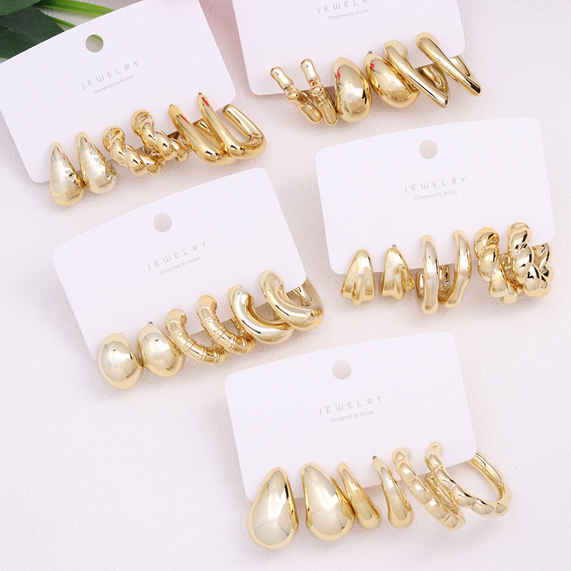 Geometric Pattern Women's Gender Plating Design 3 Pairs Simple Style Commute Geometric Plating Arylic Ear Studs