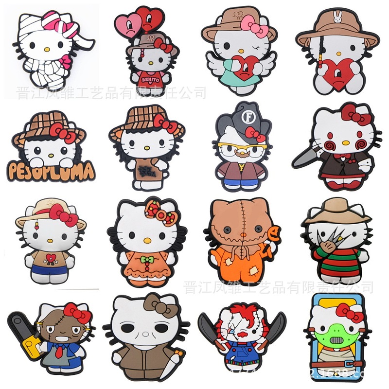 New Halloween Cave Shoes Decorative Cartoon Cute Hello Kitty Shoes Flower Shoe Buckle Amazon Cross-border Special for in stock