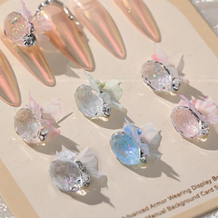 鳩の卵オーバルパイルダイヤモンドネイルマニキュアアクセサリー椿ローズフラワー完成パイルダイヤモンドボールネイルアートダイヤモンド装飾