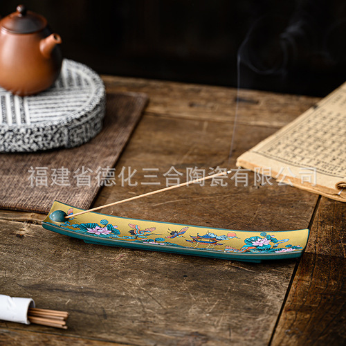 New Enamel Color Line Incense Holder, Ceramic Horizontal Incense Burner, Creative Home Incense Burner, Incense Way Decorative Piece
