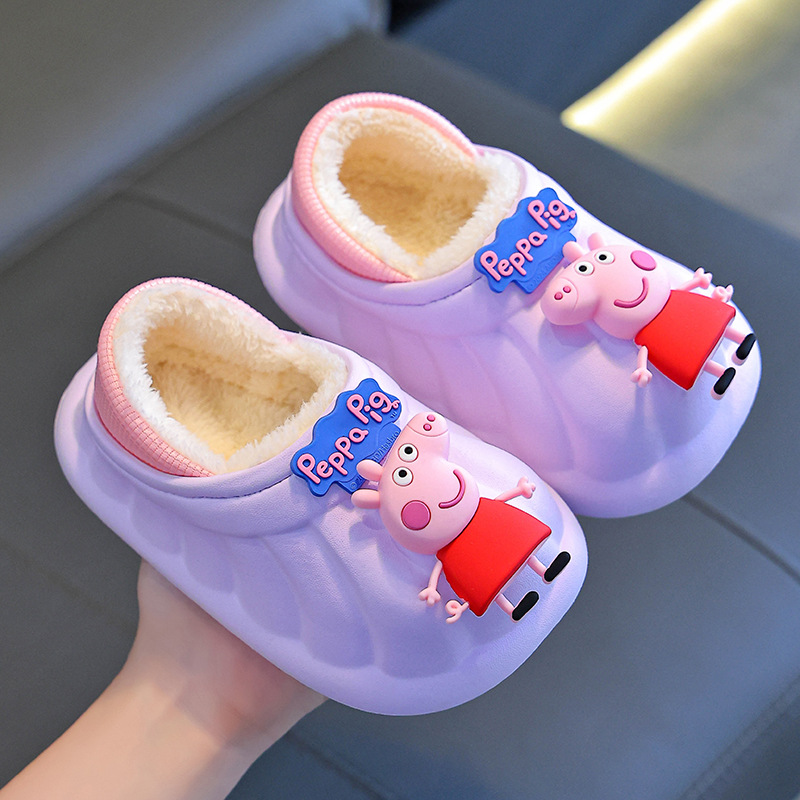 Piglet Page zapatillas de algodón para niños, invierno, cinta elástica, calentamiento y peluche para bebés de 1 - 3 años de edad.
