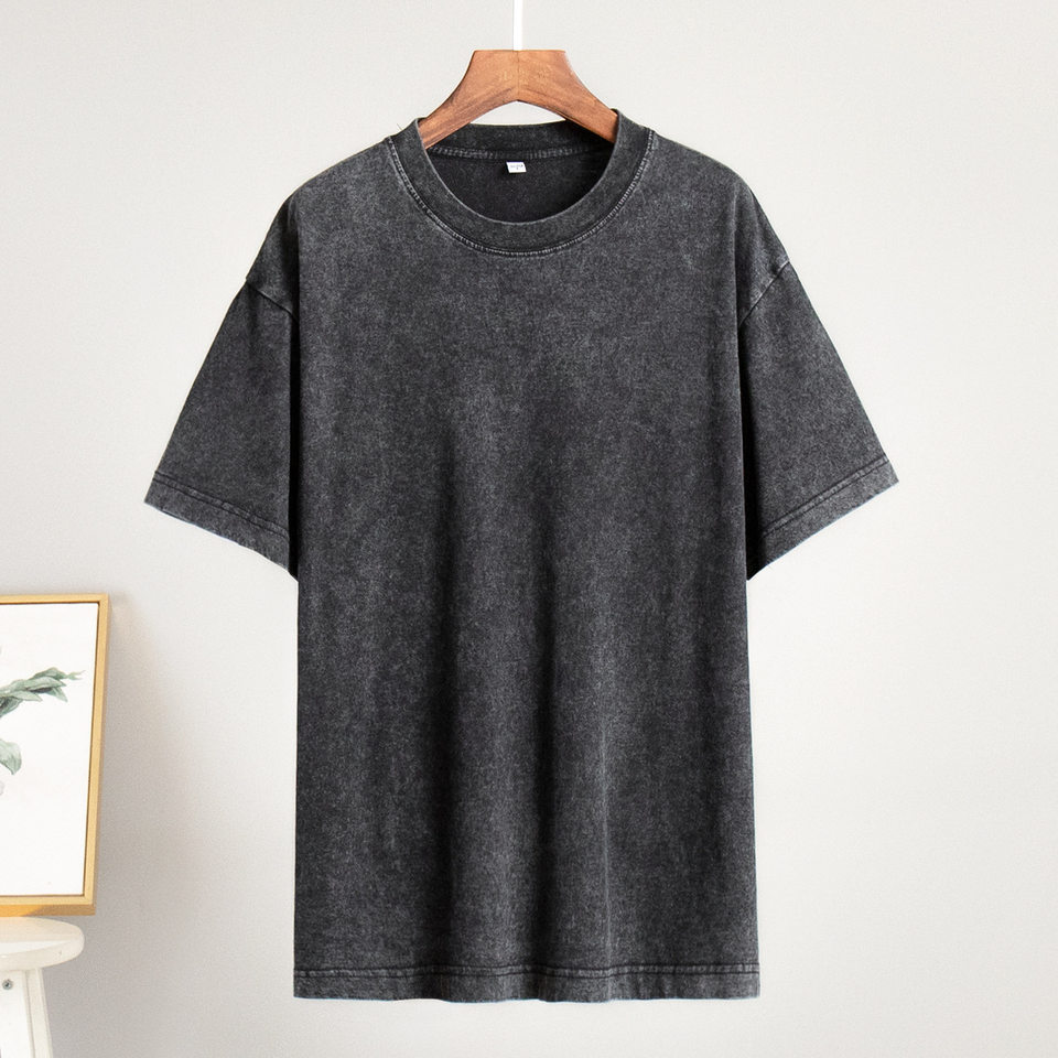 Áo thun nam tay ngắn cổ tròn cotton giặt mềm phong cách Âu Mỹ — Màu cà phê, Màu mơ, Màu tím, Màu xanh lam