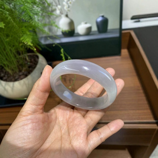 Jin Yutang Xinjiang Hotan Jade Ice Purple Bracelet Half Mountain and Half Water Widened Tire Bracelet with Stone Pattern Does Not Affect Wearing