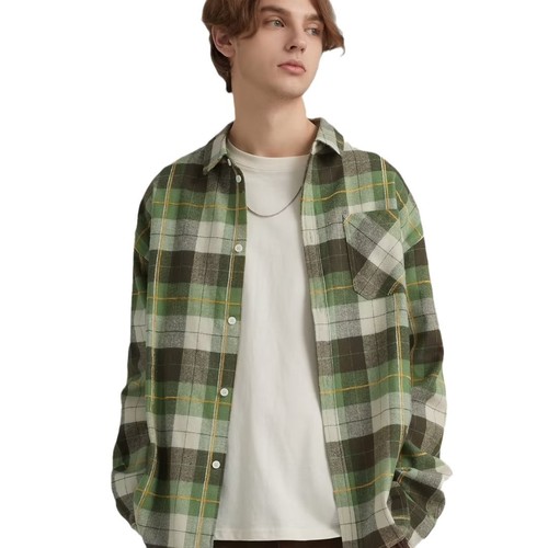 Retro Grid Long-Sleeve Shirt for Men - Autumn Hong Kong Style - Loose Casual Versatile Collar Shirt - Trendy Men's Autumn/Winter