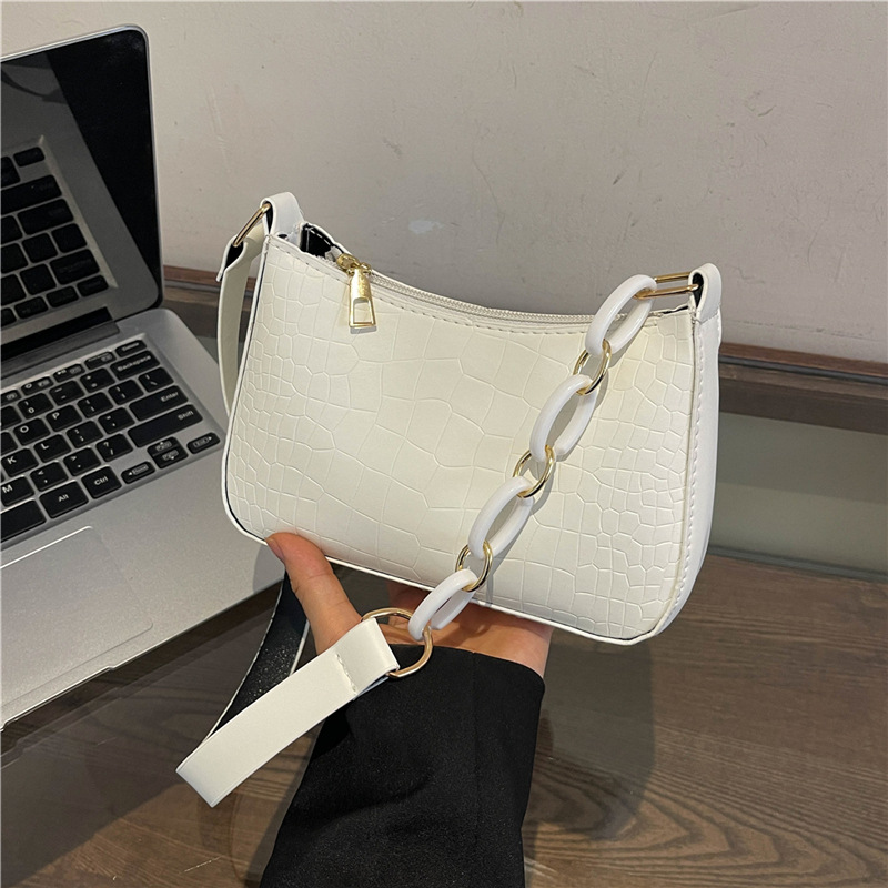 Nicho francés cocodrilo bolso de mujer bolso debajo de la axila 2024 verano nuevo estilo de alta calidad cadena de textura bolso de hombro universal