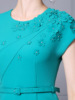 Zhili Elegant and Generous Hip Wrap Skirt Mid skirt High end 3D Folded Flower Waist Slim Wrap Shoulder Sleeve Dress Summ