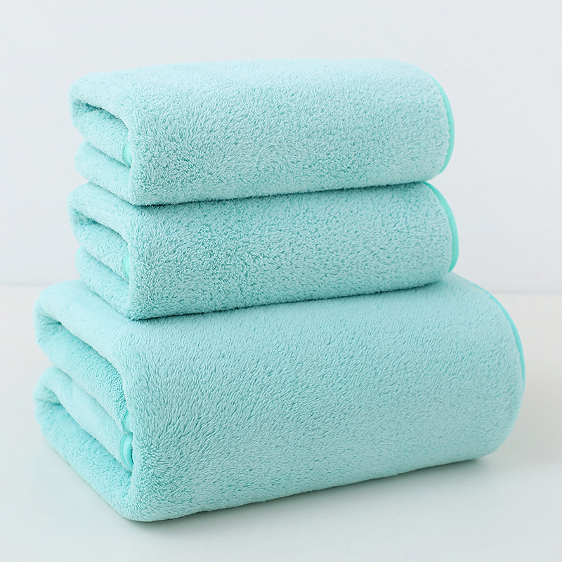 Coral Fleece Thickened Towel Bath Towel, Large Size for Adults, Non-Linting Winter Thick Face Towel & Bath Towel Set