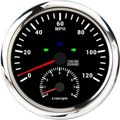 high beam — automobile instrument - silver-edge-black-bottom-0-120mph