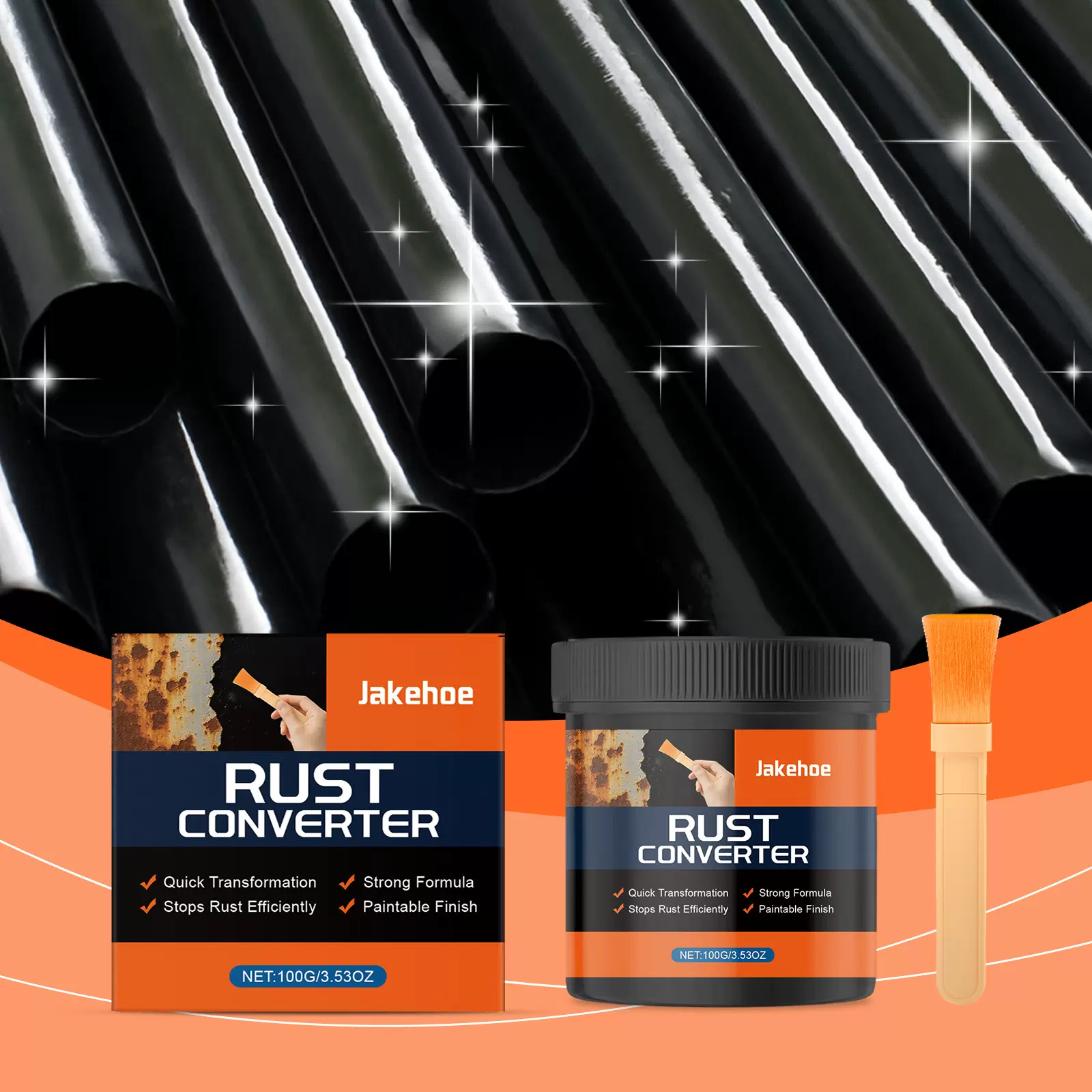 JAKEHOE 锈蚀转化剂 涂料兼容无需打磨家用防护金属防锈转化剂