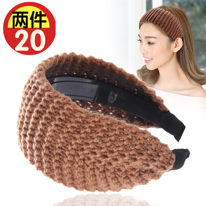 Al por mayor venda de ala ancha cruzada al por mayor estilo coreano Otoño e Invierno lana horquilla Internet celebridad elegante de punto accesorios banda horquilla diadema