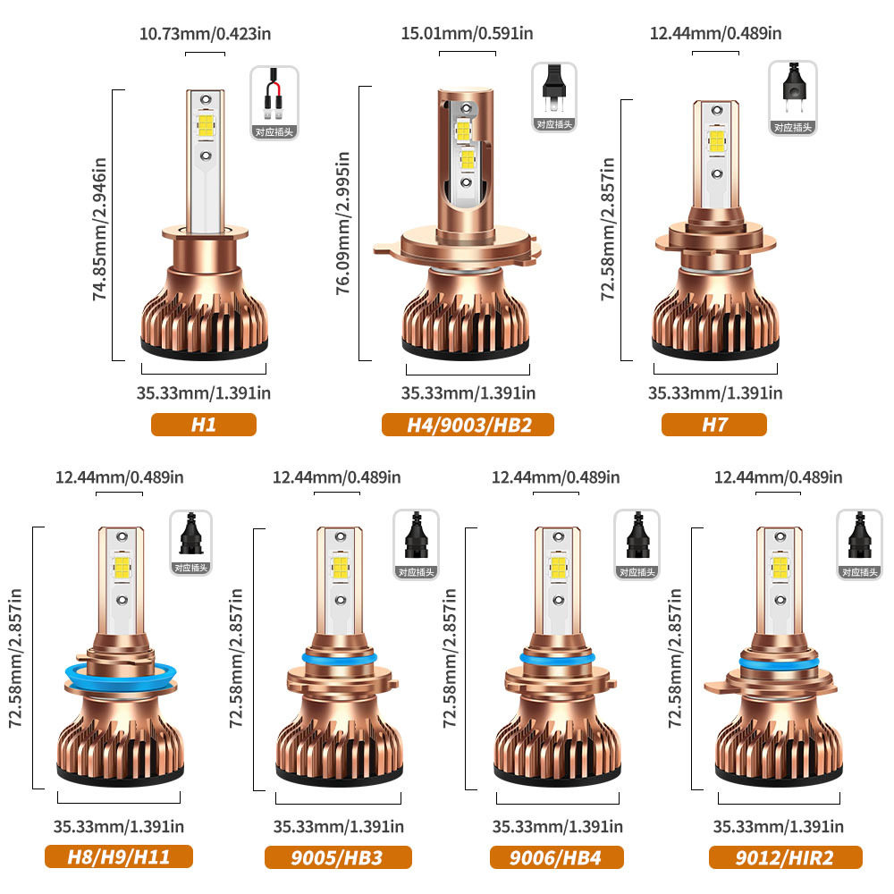Faros LED de coche de venta caliente transfronterizos H1 H7 H11 9005 9006 Faros generales H4 image 6