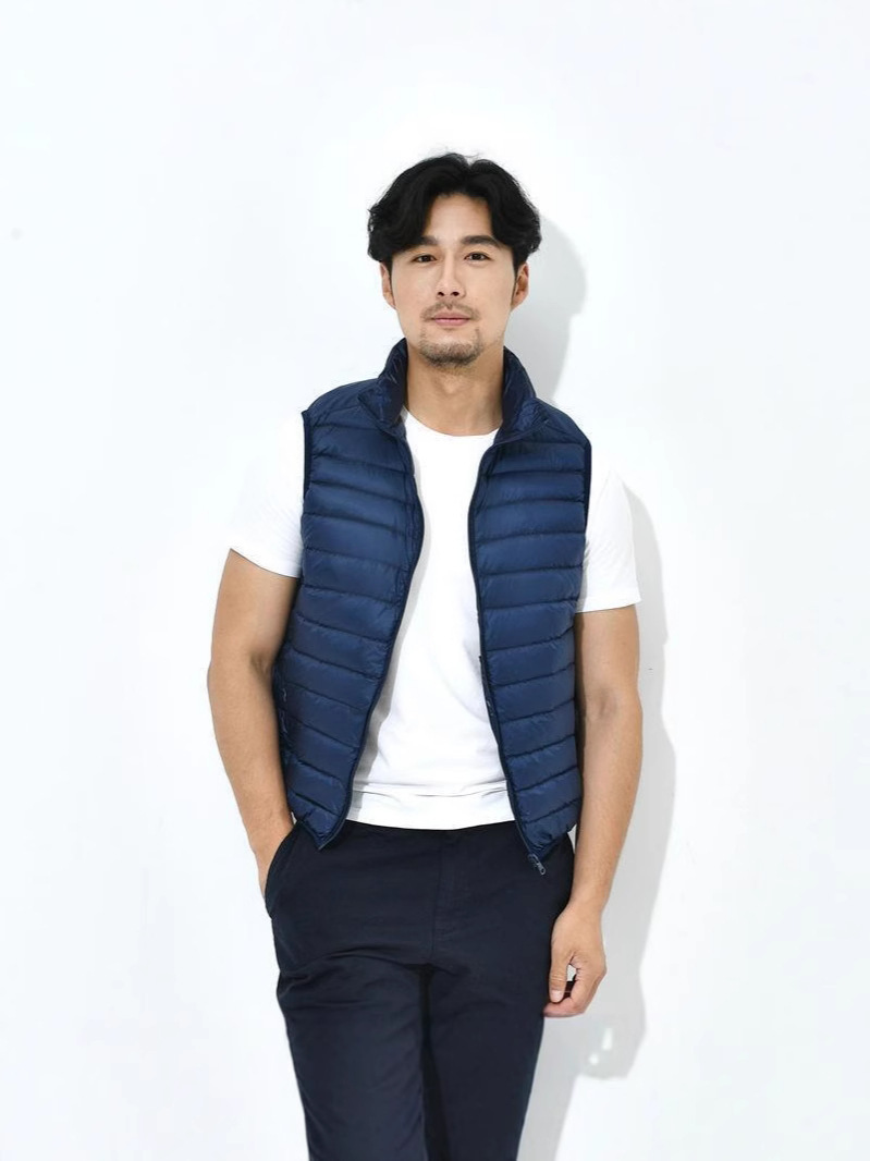 Transfronterizo Tik Tok otoño invierno chaqueta de plumón hombre chaleco ligero y delgado de tamaño grande ocio a prueba de frío y caliente chaqueta de hombro de papá