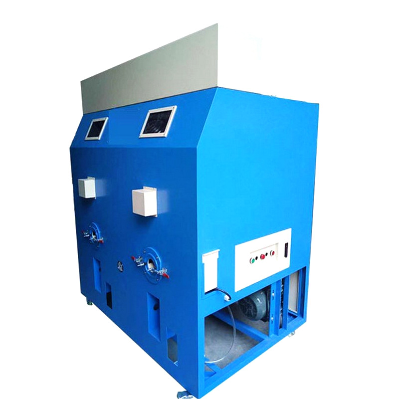 Máquina de llenado de algodón de doble puerto de fábrica de juguete de peluche máquina de llenado de algodón almohada núcleo PP algodón abajo algodón de doble eje máquina de llenado de algodón