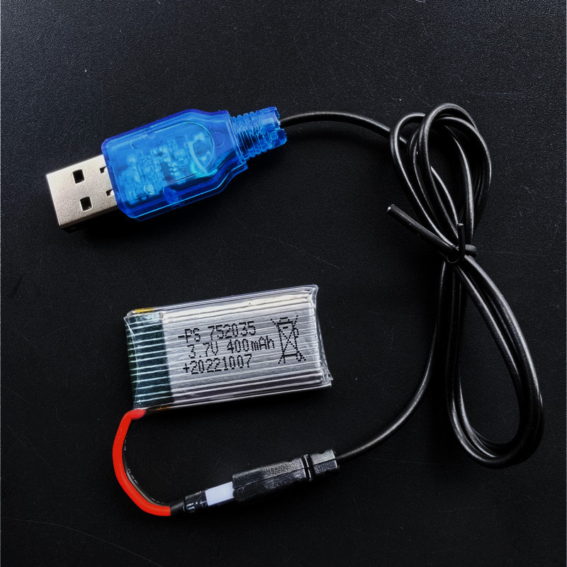 Remote Control Four-Axis Aircraft Model Aircraft Accessories USB Charger Charging Cable with Protection Board 3.7V 400Mah Lithium Battery