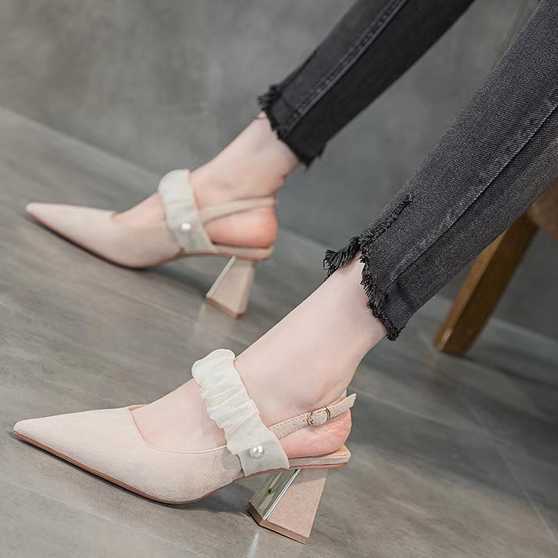 Franse hoge hakken dames bovenkleding 2023 zomer nieuwe mode veelzijdige comfortabele superzachte riem met één woord gesp en rok_voghion.com