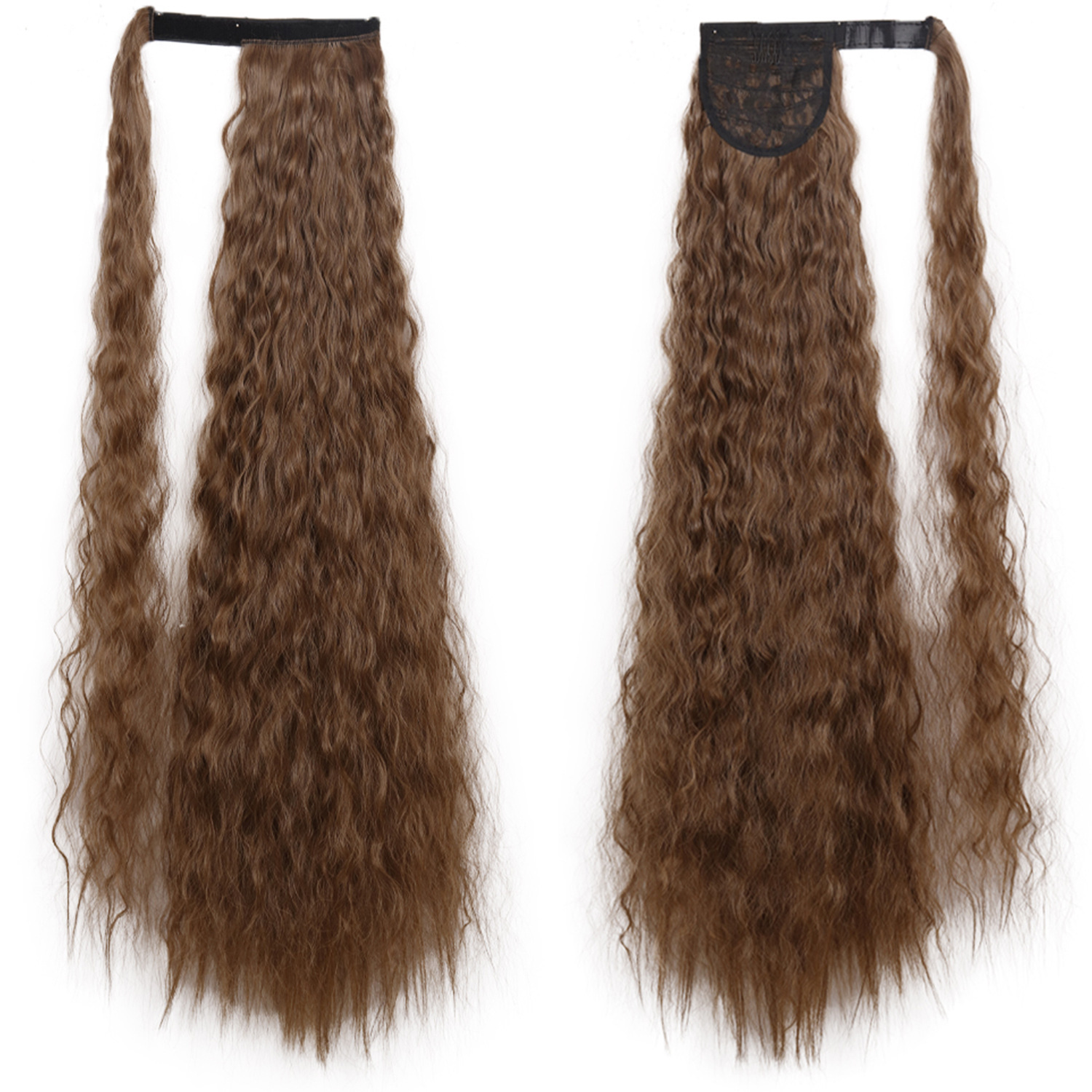 85CM peluca cola de caballo velcro maíz caliente cola de caballo largo cabello rizado fibra de caballo