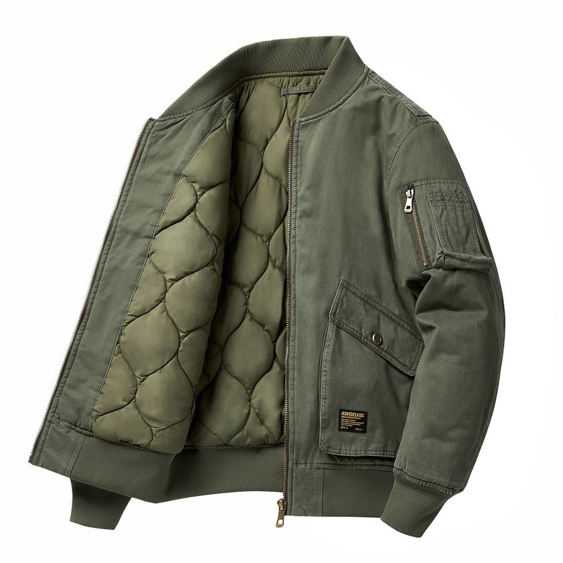 Autumn and Winter New Quilted Cotton Clothes Men's Cotton Vintage Trendy Brand Aviator Jacket Men's and Women's Couple's Jacket Casual Baseball Suit Autumn and Winter New Quilted Cotton Clothes Men's Cotton Vintage Trendy Brand Aviator Jacket Men's and Women's Couple's Jacket Casual Baseball Suit