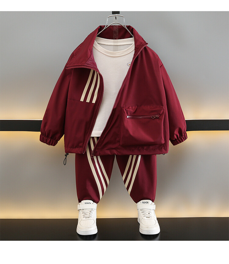 Boys diagonal zipper strip set, spring autumn clothing, children's handsome and trendy fashion, popular online_voghion.com