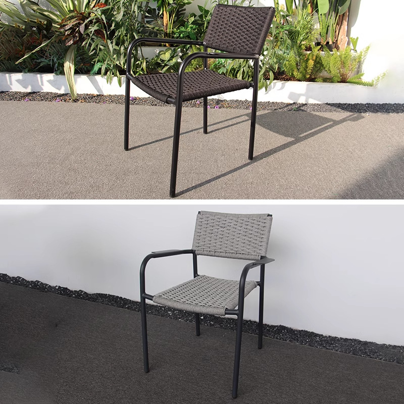Sillas al aire libre nórdicas patio al aire libre villa silla de jardín silla de relajación silla de comedor de aluminio de caña