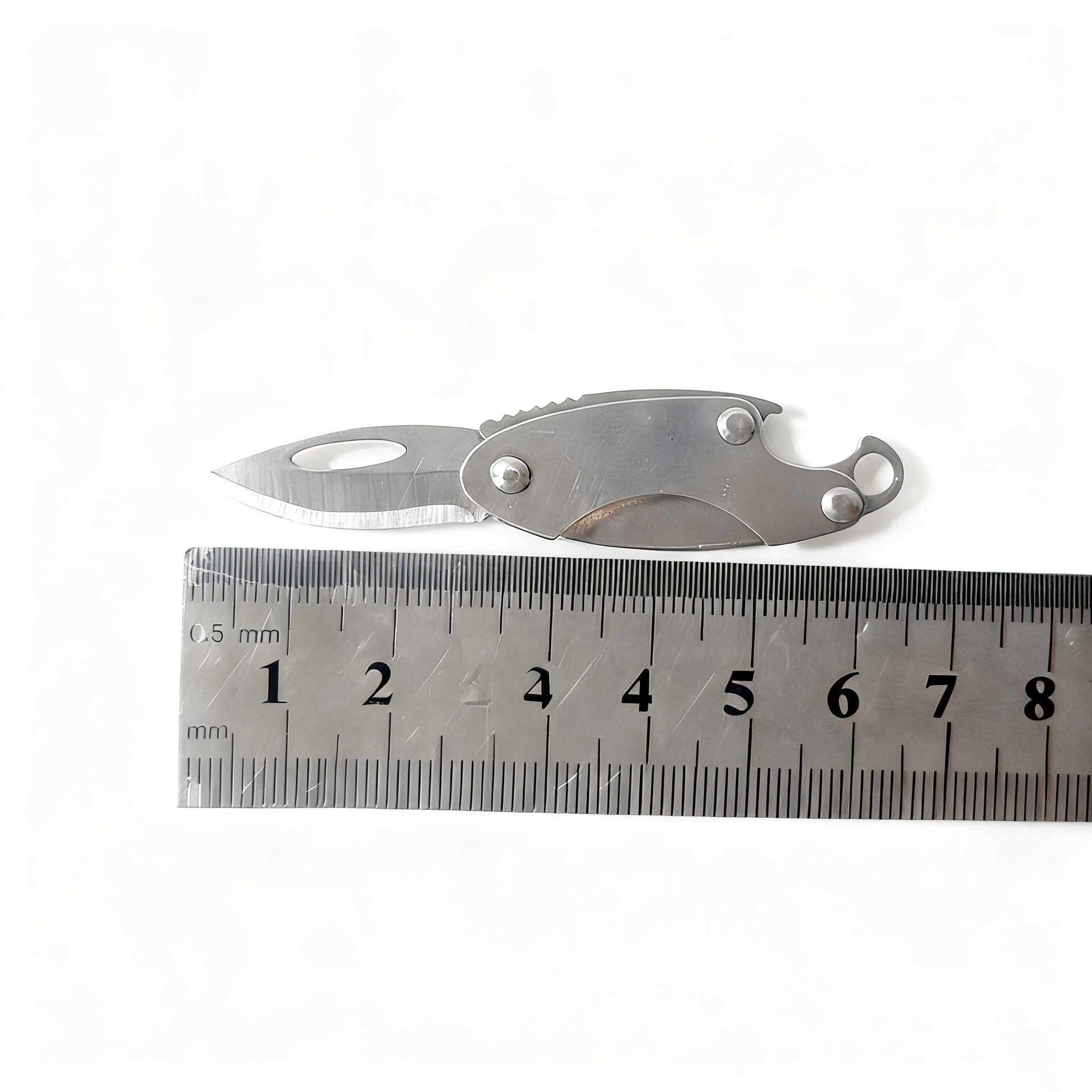 Mini Stainless Steel Folding Knife With Bottle Portable Keychain Pendant, Package Opener, Sharp_voghion.com